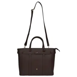 Horra Dark Brown Solid Laptop Handbag-image-8