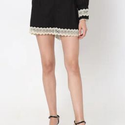 Vero Moda Black Cotton Lace Shorts-picture-30