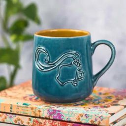 Fabindia Rashi Light Blue Ceramic Aquarius Coffee Mug (330 ML)-image-83