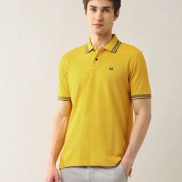 Arrow Sport Yellow Cotton Regular Fit Self Pattern Polo T-Shirt-picture-16