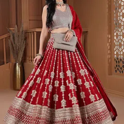 TIKODI Embellished Sequinned Semi-Stitched Lehenga & Unstitched Blouse With Dupatta-picture-12