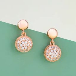 Kushal's Fashion Jewellery White Rose Gold Polished Zircon Earring for Women-picture-12