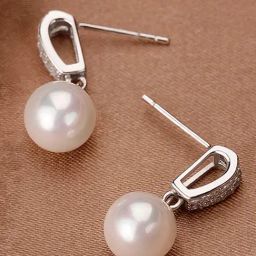 Peora Pearl Studded Silver-Plated Drop Earrings-21