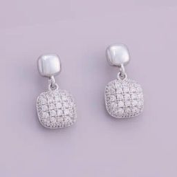 Kushal's Fashion Jewellery White Rhodium Polished Zircon Earring for Women-picture-37