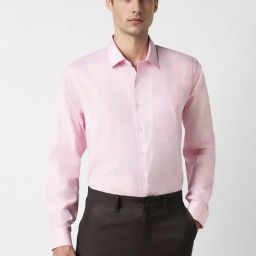 Van Heusen Pink Cotton Slim Fit Checks Shirt-image-66
