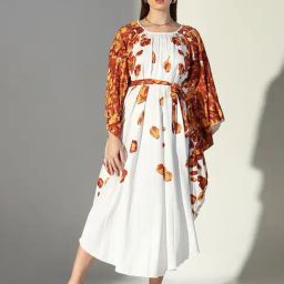 showoffff Showoff White Cotton Regular Fit Floral Print Dress-picture-46