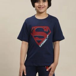 Kidsville Superman Printed Regular Fit Navy T-Shirt For Boys-24