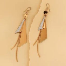 Sohi Women's Contrast Dangle Drop Earrings  Gold-image-2
