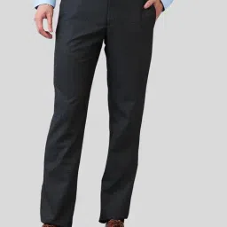Park Avenue Grey Regular Fit Checks Trousers-image-98