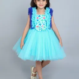 Pink Chick Girls Blue Sleeveless Ruffle& Bow Applique Fit and Flared Dress-image-40