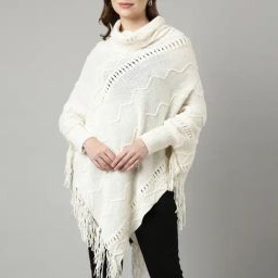 SHOWOFF White Self Design Poncho-image-83