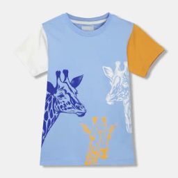 Blue Giraffe Kids Blue Cotton Printed T-Shirt-image-75