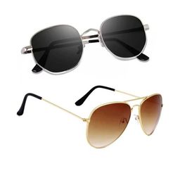 Arzonai Unisex Pack of 2 Black Lens & Black Sunglasses with UV Protected Lens-picture-16