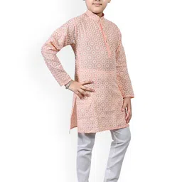 Arshia Fashions Boys Ethnic Motifs Embroidered Regular Thread Work Kurta with Pyjamas image 3
