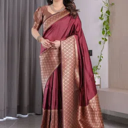 ALMAARI FASHION Ethnic Motifs Woven Design Pure Silk Kanjeevaram Saree-picture-12