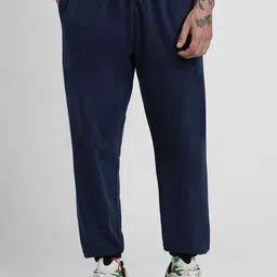 VEIRDO Men Pure Cotton Relaxed Fit Mid-Rise Joggers-50