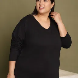 UnaOne Women V-Neck Drop-Shoulder Sleeves Pockets T-shirt-picture-53