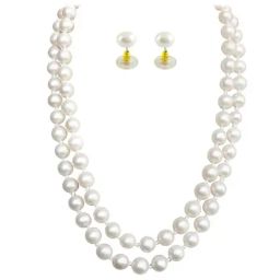 Sri Jagdamba Pearls Lulling Golden Necklace & Earring Set-image-91
