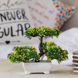 FOLIYAJ White, Green & Yellow Artificial Plant With Pot-22