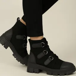 DIFEET Women Black Ankle Boots-image-26