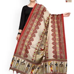 Kemza Selection Of 2 Madhubani Printed Cotton Silk Dupattas-picture-37