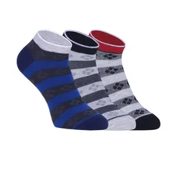 HEBTROCO Men Pack of 3 Striped Cotton Ankle Length Socks-picture-16
