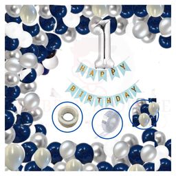 Bubble Trouble First Happy Birthday Banner Balloons Decoration Kit Combo Blue - Pack of 81-image-16