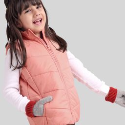 Babyoye Sleeveless Padded Jacket Striped - Rose Peach-image-95