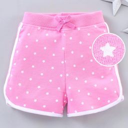 Babyhug Cotton Knit Mid Thigh Length Shorts Star Pattern - Pink-image-22