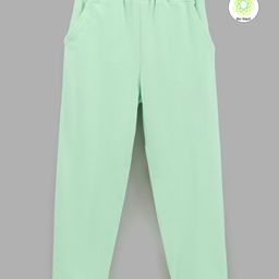 Honeyhap Premium Cotton Super Stretch Terry Bio Washed Full Length Lounge Pant Solid - Pastel Green-image-42