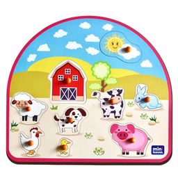 Mini Leaves Wooden Animal Barnyard Knob & Peg Puzzle Multicolor - 9 Pieces-13