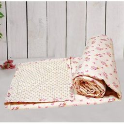 Trance Home Linen Pure Cotton Reversible Dohar Double Bed Size AC Blanket Soft Light Weight Bed Blanket - Beige Pink-15