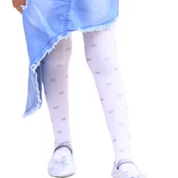 NEXT2SKIN Bow & Polka Dots Printed Footed Stockings - White-picture-7