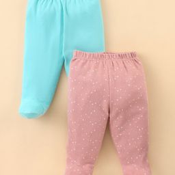 Ben Benny Cotton Knit Full Length Bootie Leggings Stars Print Pack of 2 - Pink & Blue-picture-8