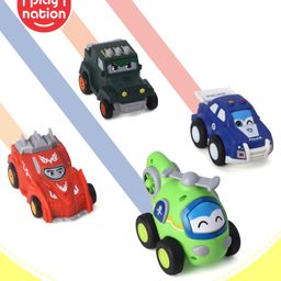Play Nation Friction Powered Push & Go Vehicle Toys Pack Of 4 - Multicolor-27