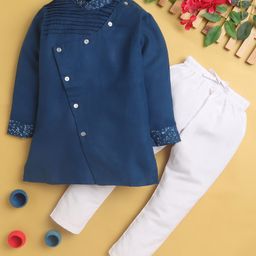 Jeet Ethnics Full Sleeves Solid Kurta With Pyjama - Navy Blue-image-32