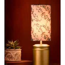 Green Girgit Metal Golden Table Lamp with Creeper Print Shade-14