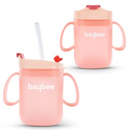 Baybee Hazzy Baby Sipper Bottle for Kids Anti Spill Sipper Cup with Soft Silicone Straw & Handle Pink- 280 ml-26