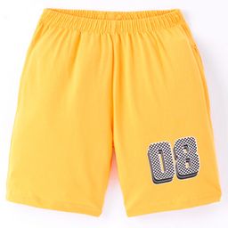 Taeko Single Jersey Knit Knee Length Shorts with Numerical Print - Yellow-image-3