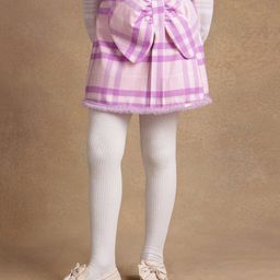 One Friday Checkered Woollen Bow Detailled Skirt - Pink-image-79