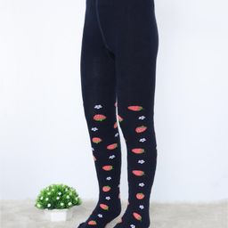 Cute Walk by Babyhug Cotton Elastane Knit Antibacterial Tight with Strawberry & Floral Print - Navy Blue-image-73