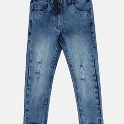 MINI KLUB Cotton Solid Mild DistressedDenim Pant - Blue-image-48