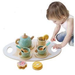 YAMAMA Wooden Toys For Kids Wooden Afternoon Play Tea Party Set Pretend Play Food Kids Toys 15 Pcs - Multicolor-70