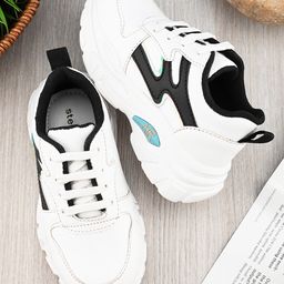 Steprite Colour Blocked Lace Up Shoes - Black & White-image-7