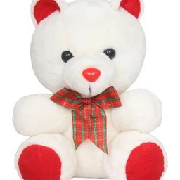 Tickles Cute Sitting Teddy Soft Stuffed Plush Toy for Kids Boys & Girls Birthday Gift (Color: Red & White Size: Length 28 cm)-image-87