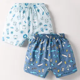 Revvo Junior Cotton Knit Boxers With Nautical & Games Theme Print Pack Of 2 - Blue & Light Blue-picture-31