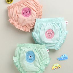 BUMZEE Cotton Panties with Animal Print Pack of 3 - Peach & Mint Green-picture-25