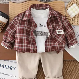 StyleCast x Revolte Boys Checked T-shirt with Shirt & Trousers-picture-33