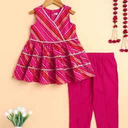 The Magic Wand Girls Printed Regular Pure Cotton Kurti with Salwar-image-94