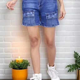 DressBerry Basics Women Washed High-Rise Denim Shorts-picture-56